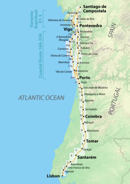 camino de santiago coastal route map